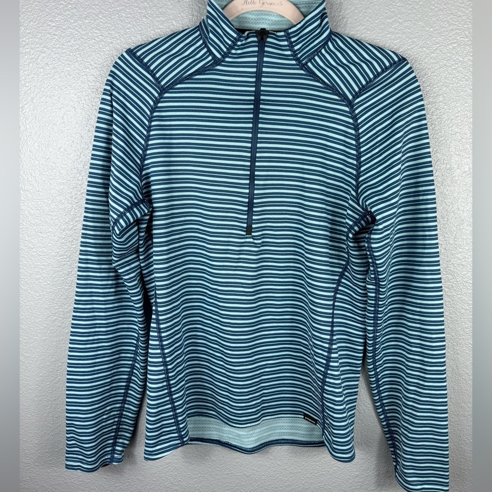 Patagonia Men’s Striped Blue Lightweight Layer Collared 3/4 Zip Activewear Small - Picture 2 of 11